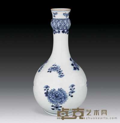 清康熙 青花花卉瓶 高14.5cm